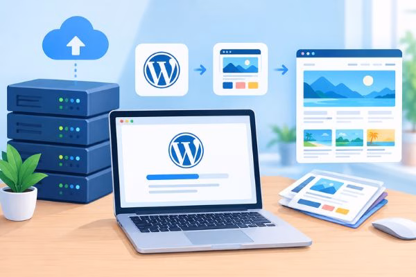 Cài đặt WordPress và theme lên hosting​