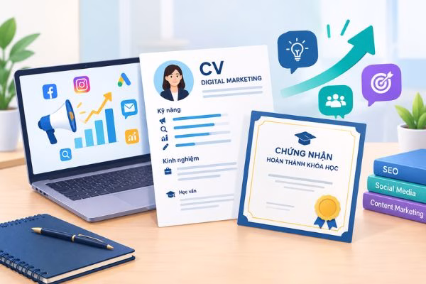 Nâng cao chất lượng CV Digital Marketing với chứng nhận hoàn thành